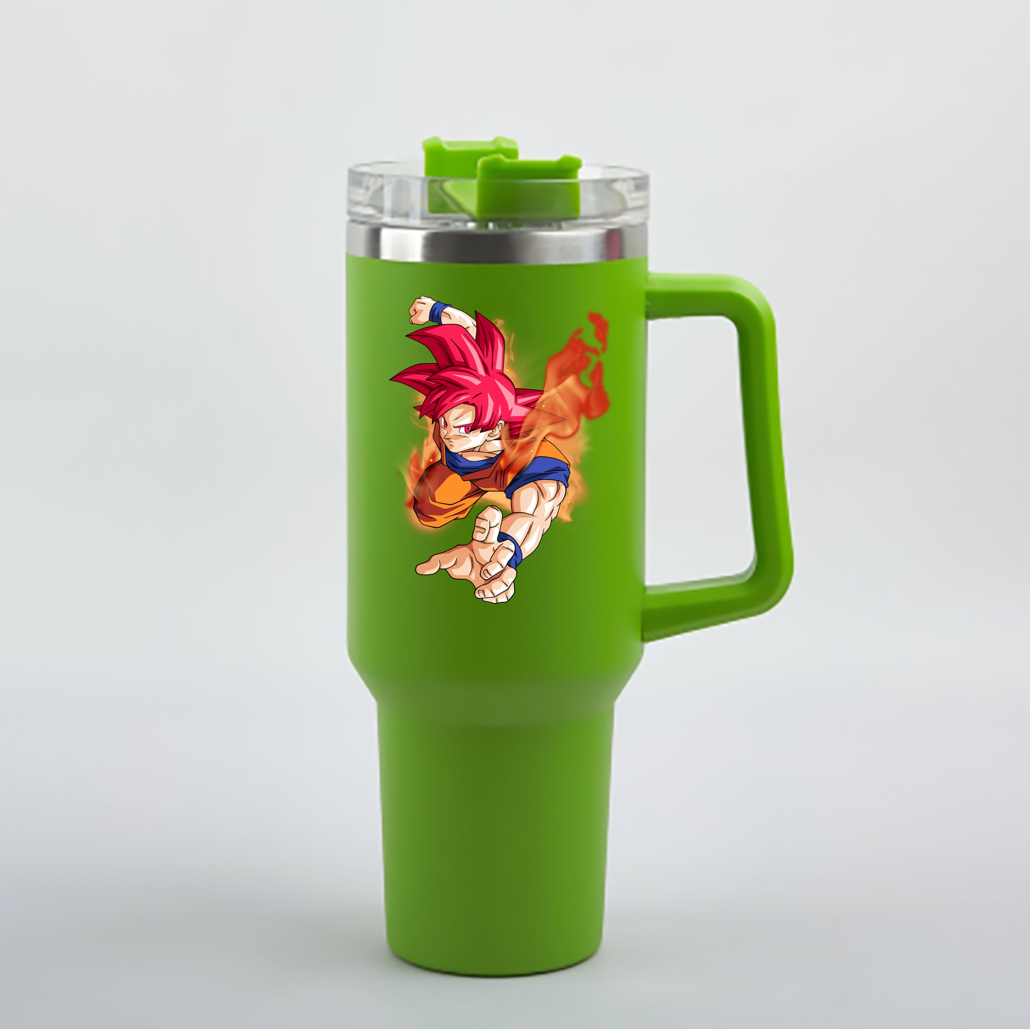 （画像用） ドラゴンボール 孫悟空（そん ごくう）Son Goku カカロット DRAGON BALL Kakarotto 1200mL車用タンブラー - クリスタルステッカー（プラスチックストロー付き）